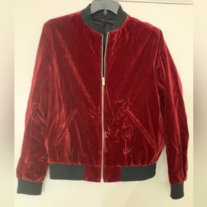 The Kooples Red Velvet Bomber Jacket Large